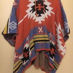 Sweater hooded poncho